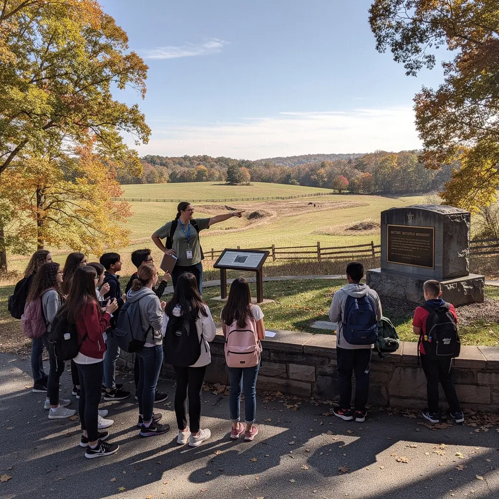 Старинный отель с архитектурным наследием, окруженный зелеными деревьями и цветущими кустами.