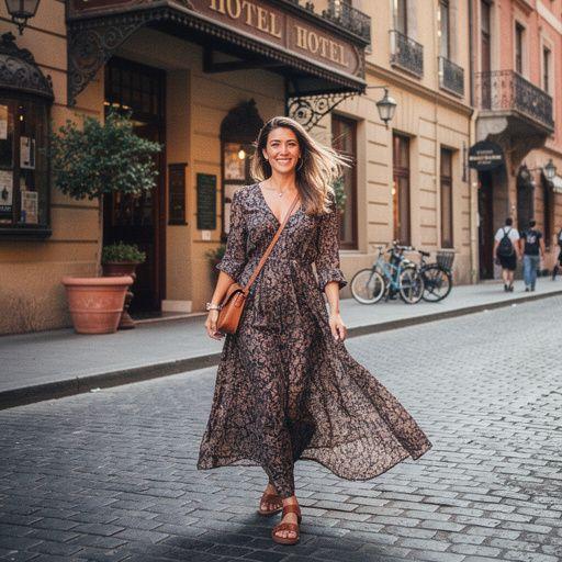 Фасад старинного отеля, украшенный резьбой и витражами.