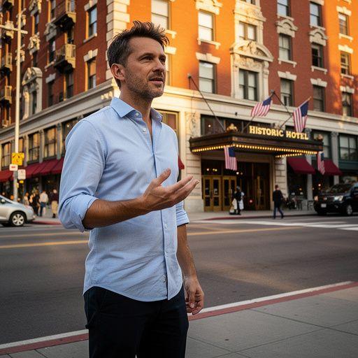 Ночной вид на легендарный отель, окутанный мистической атмосферой.